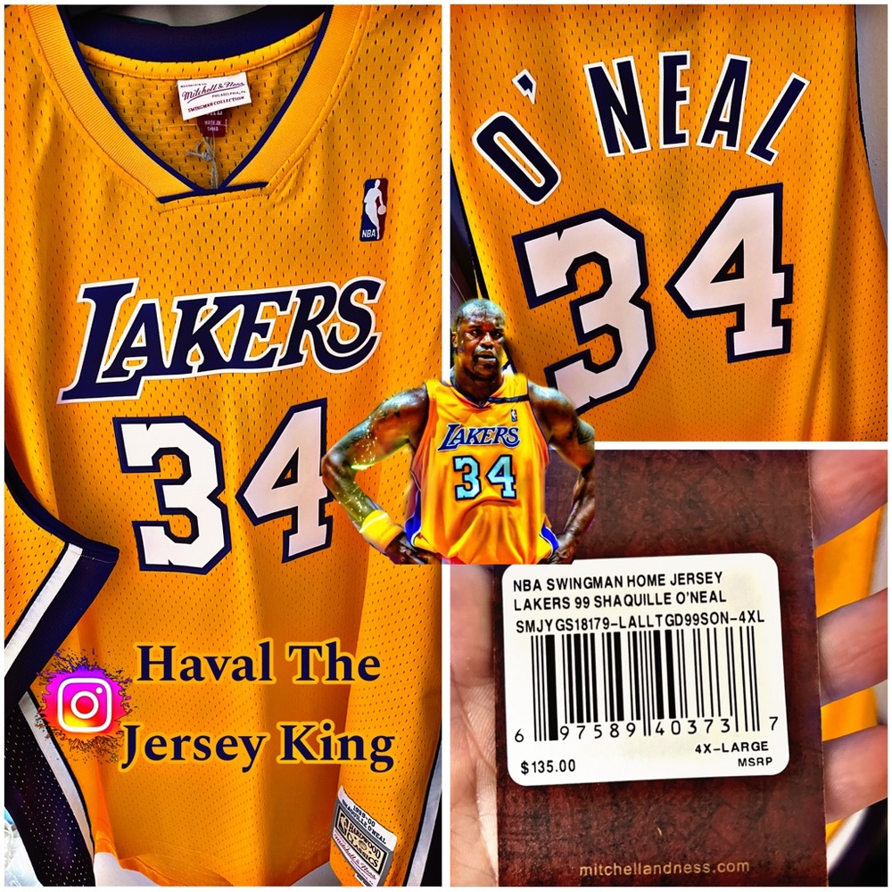 Los Angeles Lakers Shaquille O'Neal Mitchell & Ness Gold Jersey